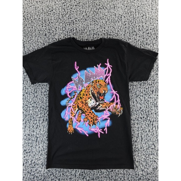 Def Leppard Other - Def Leppard‎ Leopard Lightning Bolt Graphic T Shirt Black Size Small